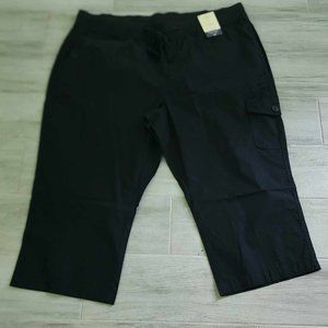 NWT St John's Bay PXXL Petite Black Capri Pants Mid Rise
